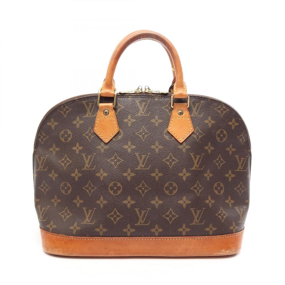Louis Vuitton Alma Monogram Top Handle Bag Canvas Leather Brown